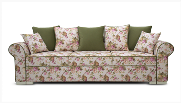 Прямой диван Ameli (Arcadia rose+shaggy green+glance bone) в Твери