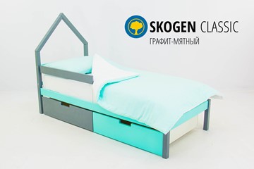 Кровать-домик детская мини Skogen графит-мятный в Твери