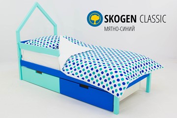 Кровать-домик детская мини Skogen мятно-синий в Твери