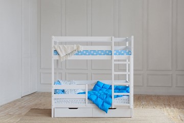 Двухэтажная кровать без крыши с ящиками, цвет белый в Твери