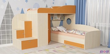 Детская кровать-шкаф Кадет-2, корпус Дуб, фасад Оранжевый в Твери