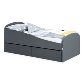 Мягкая кровать с ящиками Letmo 190х80 графит (велюр) в Твери