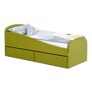 Мягкая кровать с ящиками Letmo 190х80 оливковый (велюр) в Твери