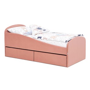 Мягкая кровать с ящиками Letmo 190х80 пудровый (велюр) в Твери