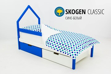 Детская кровать-домик мини Skogen сине-белый в Твери
