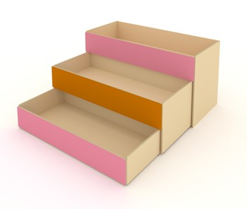 Детская кровать МГрупп 3-х уровневая КД-3, Беж + Розовый + Оранжевый в Твери