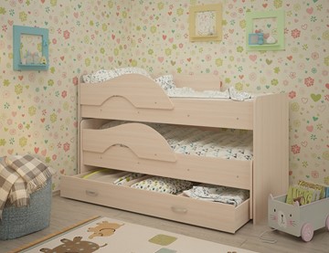 Детская кровать для девочки Радуга 1.6 с ящиком, цвет Млечный дуб в Твери