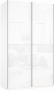 Шкаф 2-дверный Прайм (Белое стекло/Белое стекло) 1200x570x2300, белый снег в Твери