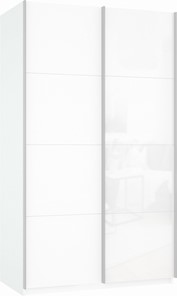 Шкаф Прайм (ДСП/Белое стекло) 1200x570x2300, белый снег в Твери