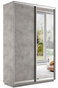 Шкаф 2-дверный Экспресс (ДСП/Зеркало) 1400х600х2200, бетон в Твери