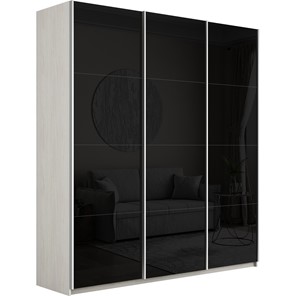 Шкаф 3-створчатый Широкий Прайм (Черное стекло) 2400x570x2300, Ясень Анкор светлый в Твери