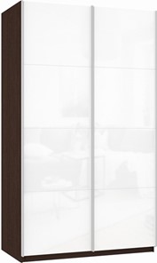 Шкаф 2-створчатый Прайм (Белое стекло/Белое стекло) 1400x570x2300, венге в Твери