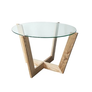 Журнальный столик КРОНИД Оникс-10, Натуральный массив/Прозрачное стекло в Твери