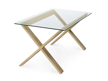 Стеклянный столик в зал Оникс-11, Натуральный массив/Прозрачное стекло в Твери