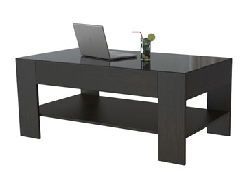 Журнальный стол Мебелик BeautyStyle-26 (венге-стекло черное) в Твери
