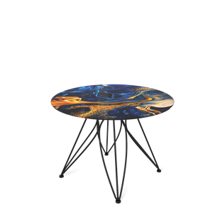 Круглый стол SHT-S113 / SHT-TT32 60 стекло/МДФ (синий сапфир/черный муар) в Твери