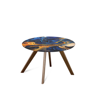 Круглый столик SHT-S39 / SHT-TT32 60 стекло/МДФ (синий сапфир/темный орех) в Твери