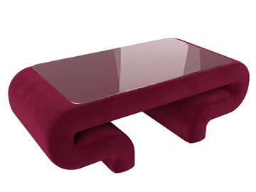 Стеклянный журнальный столик Волна, бордовый (микровельвет) в Твери