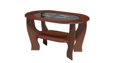 Стеклянный столик Овальный со вставкой из стекла, цвет Орех в Твери