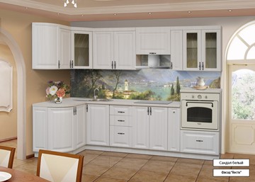 Угловая кухня Марибель Веста 1330х2800, цвет Сандал белый в Твери