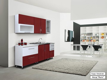 Готовая прямая кухня Мыло 224 2000х718, цвет Бордо/Белый металлик в Твери