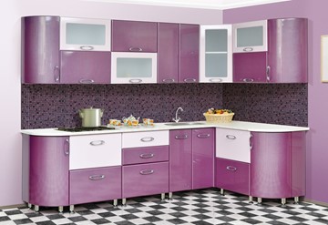 Модульная кухня Мыло 128 2700х1500, цвет Фиолет/Пастель фиолет в Твери