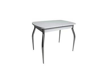Стеклянный стол ПГ-02СТ белое/белое/хром фигурные в Твери
