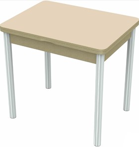 Маленький стол Бари хром №6 (стекло молочное/дуб выбеленный) в Твери