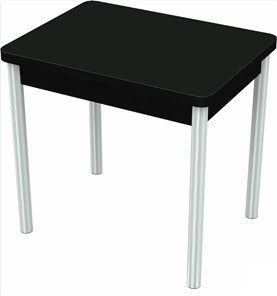 Кухонный стол раздвижной Бари хром №6 (стекло черное/черный) в Твери