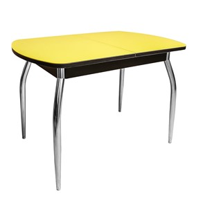 Раздвижной стол ПГ-01 СТ2, венге/желтое стекло/35 хром гнутые металл в Твери