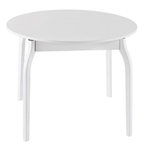Круглый кухонный стол ПГ-К ЛДСП, белый ЛДСП/45 гнутые массив белый в Твери