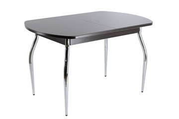 Стеклянный стол ПГ-07 СТ1 венге/черное стекло/хром фигурные в Твери