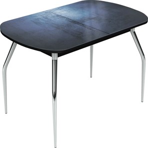 Кухонный раздвижной стол Ривьера исп.2 хром №5 (Exclusive h149/черный) в Твери