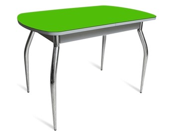 Стол кухонный ПГ-04 СТ белое/зеленое стекло/хром фигурные в Твери