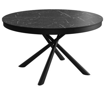 Керамический кухонный стол DikLine KR120 мрамор черный Калаката/опоры черные в Твери