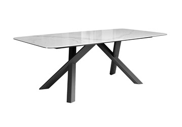 Керамический кухонный стол DikLine KS220 керамика Cloud (белый глянец C11)/опоры черные в Твери