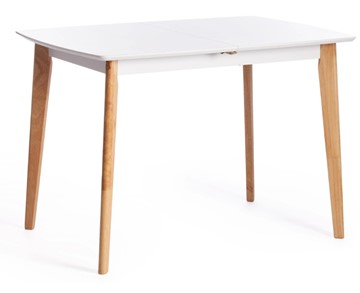 Маленький обеденный стол Claire, дерево гевея/МДФ, 110+30x75x75 Белый/натуральный арт.15111 в Твери