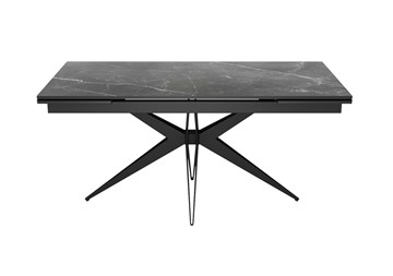 Керамический обеденный стол DikLine KW160 мрамор С45 (керамика черная)/опоры черные в Твери
