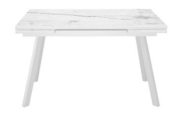 Стол обеденный раскладной DikLine SKA125 Керамика Белый мрамор/подстолье белое/опоры белые (2 уп.) в Твери