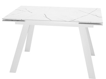 Стол раскладной DikLine SKM140 Керамика Белый мрамор/подстолье белое/опоры белые (2 уп.) в Твери