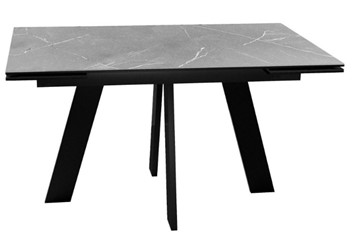 Стол обеденный раздвижной DikLine SKM140 Керамика серый мрамор/подстолье черное/опоры черные (2 уп.) в Твери
