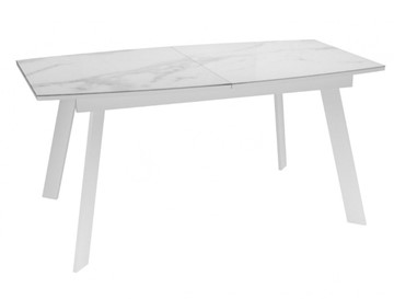 Кухонный стол раздвижной Dikline XLS160 мрамор белый глянец/ножки белые в Твери