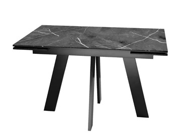 Стол раздвижной SKM 120, керамика черный мрамор/подстолье черное/ножки черные в Твери