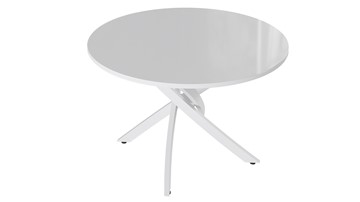 Кухонный круглый стол Diamond тип 2 (Белый муар/Белый глянец) в Твери