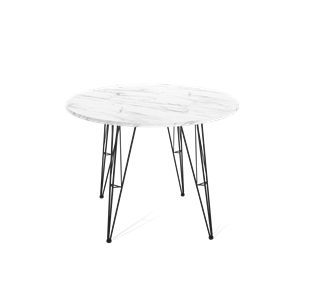 Круглый стол на кухню SHT-TU10 / SHT-TT 90 ЛДСП (мрамор кристалл/черный) в Твери