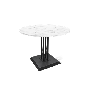 Круглый кухонный стол SHT-TU6-BS2 / SHT-TT 90 ЛДСП (мрамор кристалл/черный) в Твери