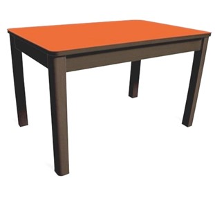 Обеденный стол Айсберг-08 СТ1, венге ЛДСП/стекло оранжевое/42 прямые массив венге в Твери