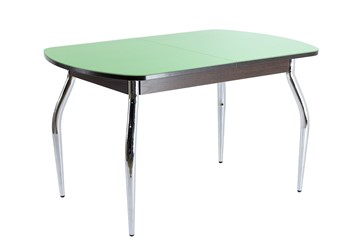 Обеденный стол ПГ-06 СТ2, венге ЛДСП/фисташка стекло/35 хром гнутые металл в Твери