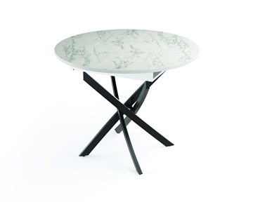 Раскладной стол 55.04 Адажио, мрамор белый/белый/металл черный в Твери