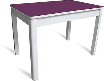 Стол раздвижной Айсберг-07 СТ2, белое ЛДСП/фиолетовое стекло/40 массив белый в Твери